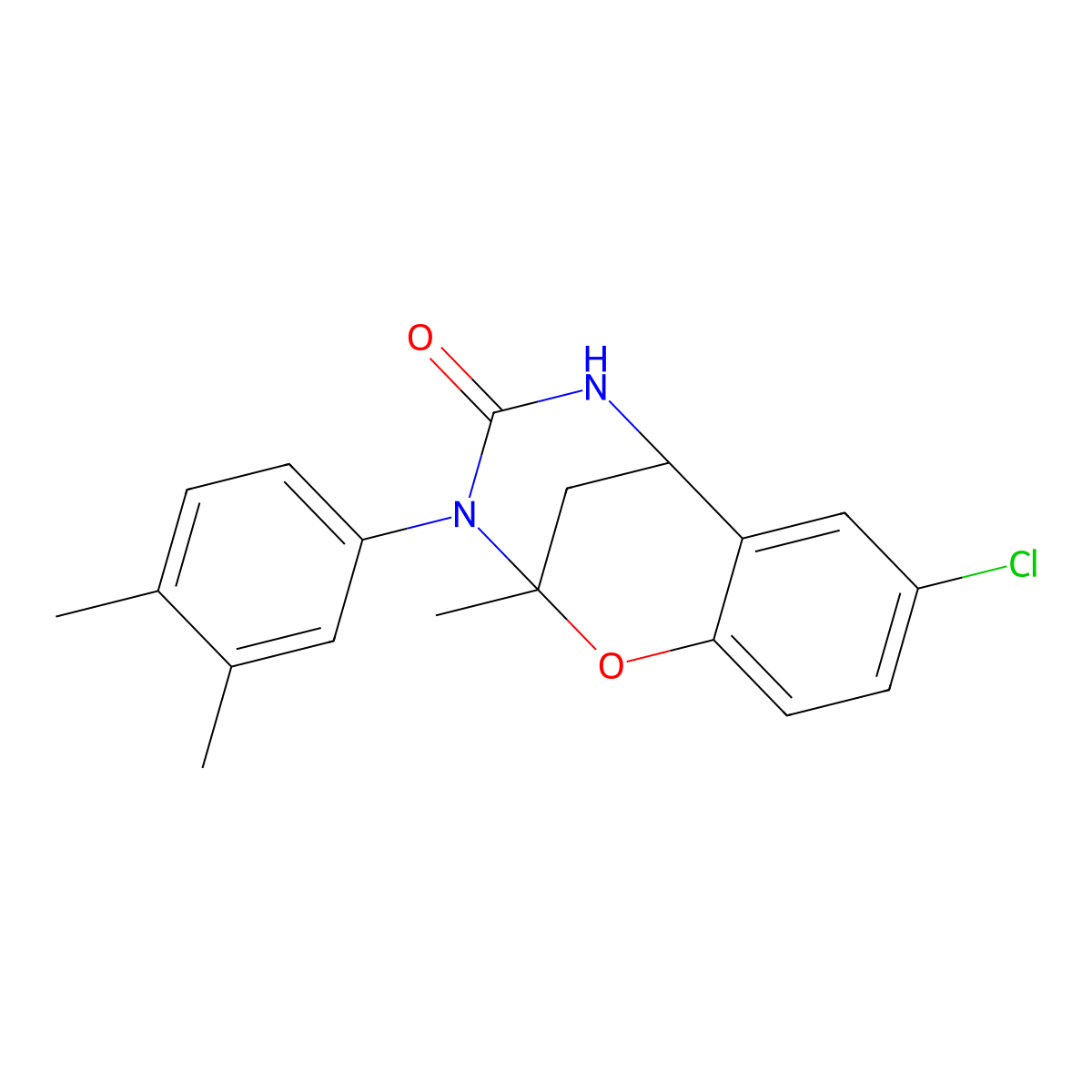 4-Chloro-10-(3,4-dimethylphenyl)-9-methyl-8-oxa-10,12-diazatricyclo[7.3.1.02,7]trideca-2(7),3,5-trien-11-one molecular structure, CAS 688343-07-9