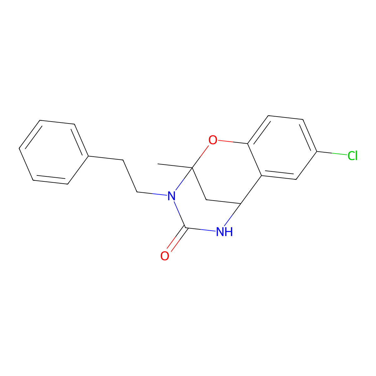 8-chloro-2-methyl-3-phenethyl-5,6-dihydro-2H-2,6-methanobenzo[g][1,3,5]oxadiazocin-4(3H)-one molecular structure, CAS 688343-20-6