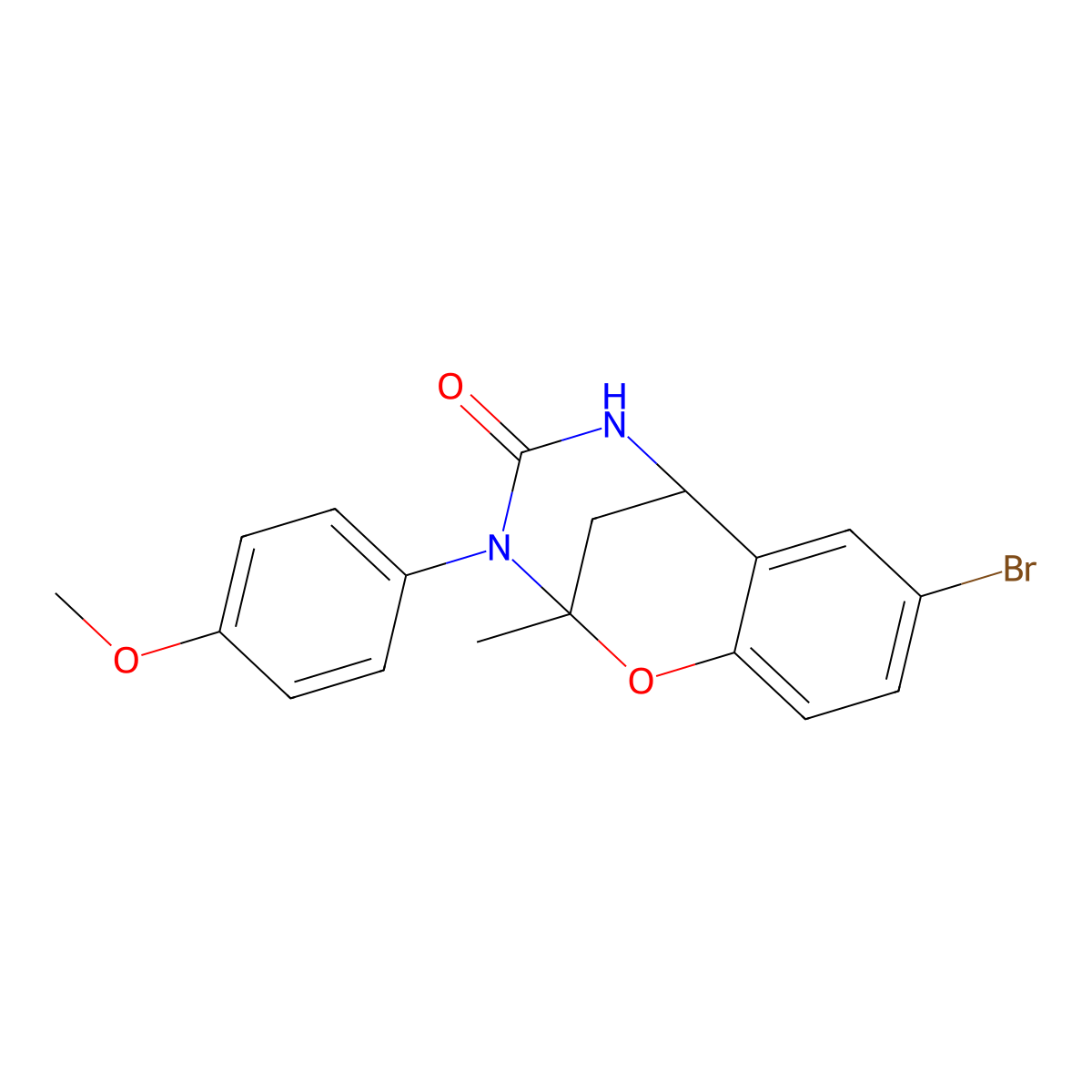 8-bromo-3-(4-methoxyphenyl)-2-methyl-5,6-dihydro-2H-2,6-methanobenzo[g][1,3,5]oxadiazocin-4(3H)-one molecular structure, CAS 688343-23-9