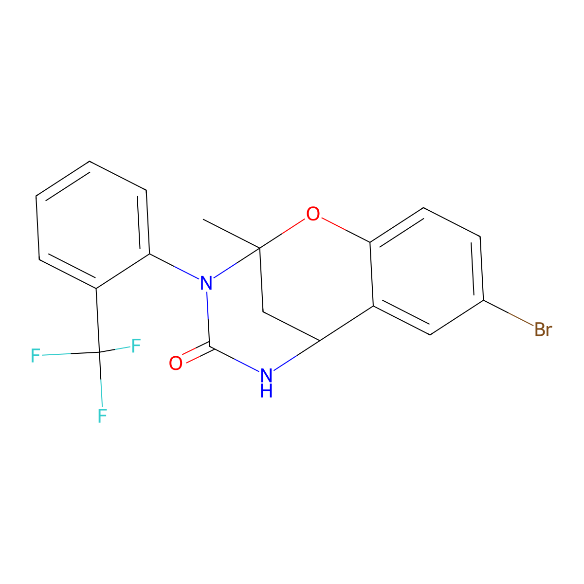 4-Bromo-9-methyl-10-[2-(trifluoromethyl)phenyl]-8-oxa-10,12-diazatricyclo[7.3.1.02,7]trideca-2(7),3,5-trien-11-one molecular structure, CAS 688343-25-1