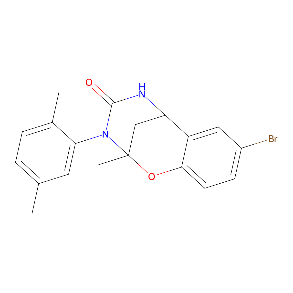 8-bromo-3-(2,5-dimethylphenyl)-2-methyl-2,3,5,6-tetrahydro-4H-2,6-methano-1,3,5-benzoxadiazocin-4-one molecular structure, CAS 688343-26-2