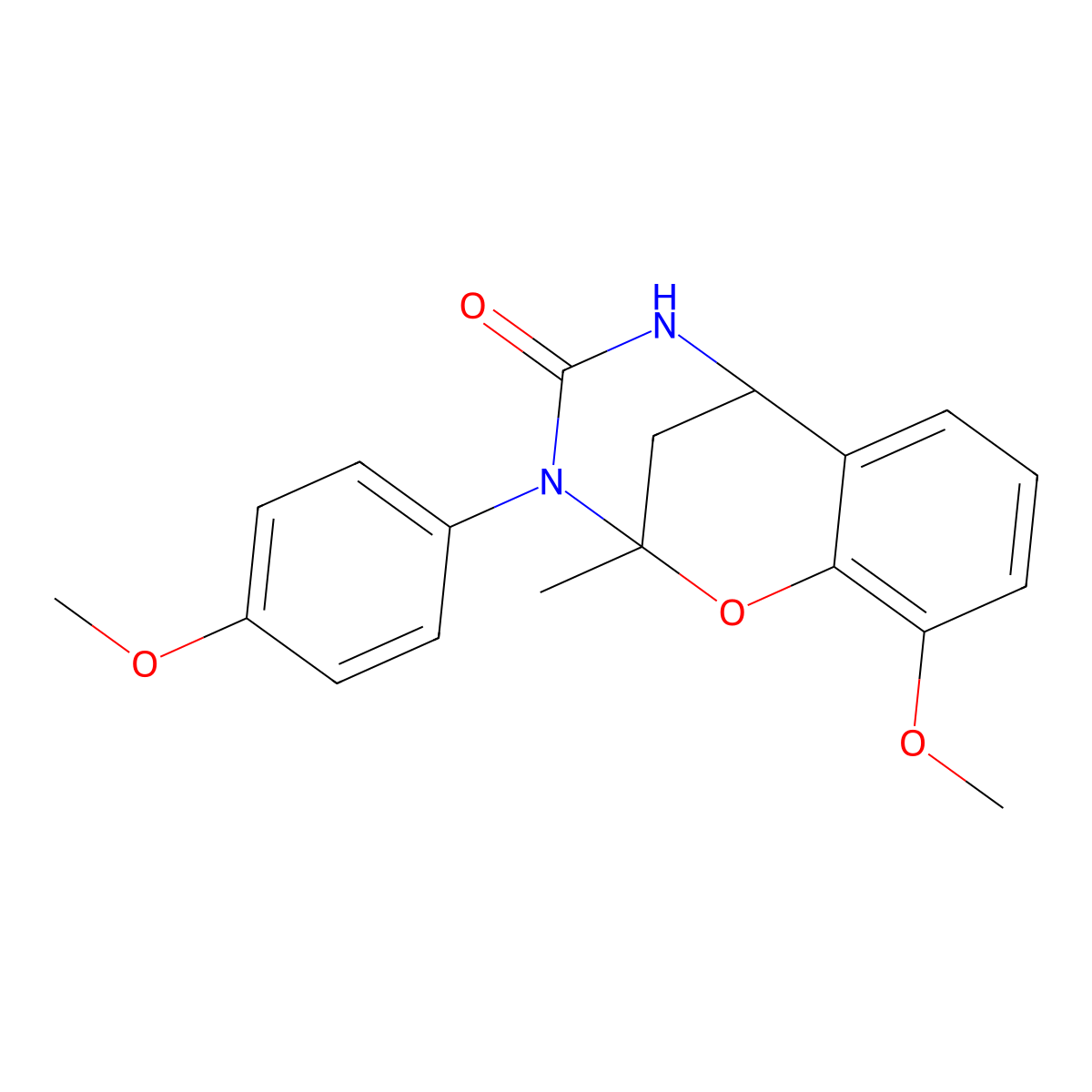 10-methoxy-3-(4-methoxyphenyl)-2-methyl-5,6-dihydro-2H-2,6-methanobenzo[g][1,3,5]oxadiazocin-4(3H)-one molecular structure, CAS 688343-38-6
