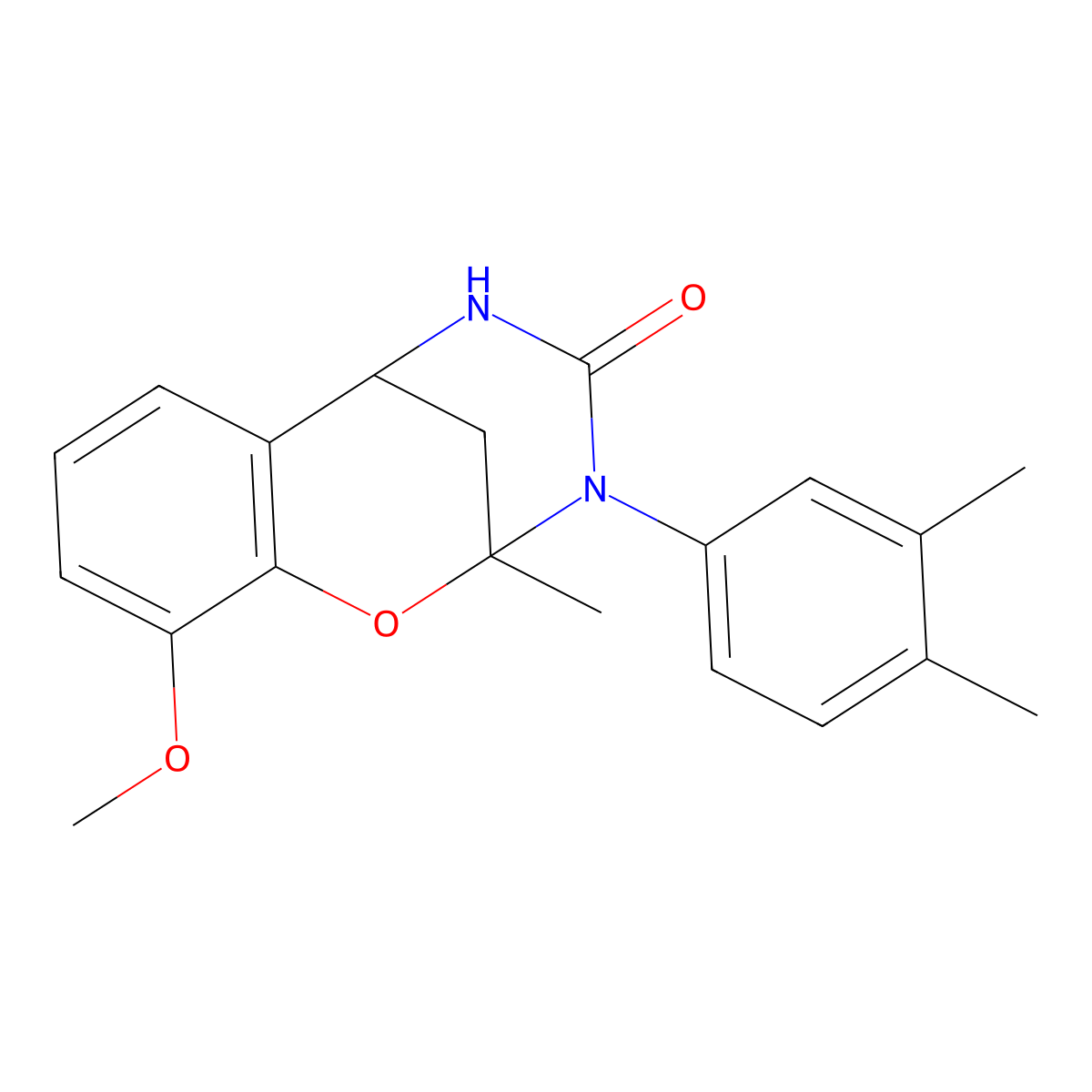 3-(3,4-dimethylphenyl)-10-methoxy-2-methyl-2,3,5,6-tetrahydro-4H-2,6-methano-1,3,5-benzoxadiazocin-4-one molecular structure, CAS 688343-40-0