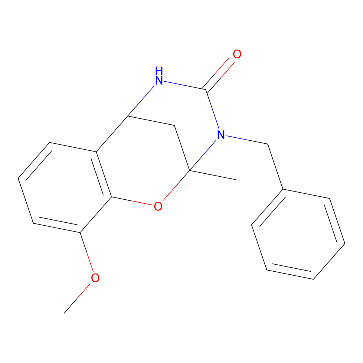 3-benzyl-10-methoxy-2-methyl-5,6-dihydro-2H-2,6-methanobenzo[g][1,3,5]oxadiazocin-4(3H)-one molecular structure, CAS 688343-45-5