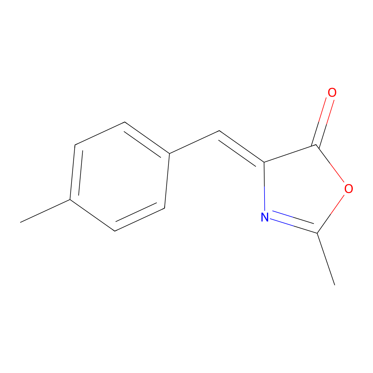5(4H)-Oxazolone, 2-methyl-4-[(4-methylphenyl)methylene]- molecular structure, CAS 68835-32-5