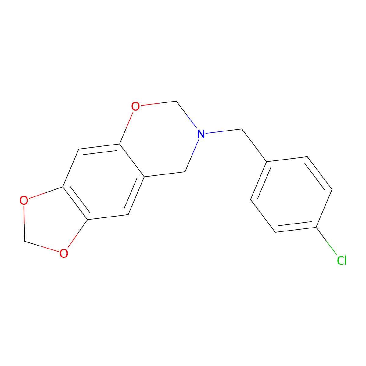 7-[(4-Chlorophenyl)methyl]-6,8-dihydro-[1,3]dioxolo[4,5-g][1,3]benzoxazine molecular structure, CAS 688352-72-9