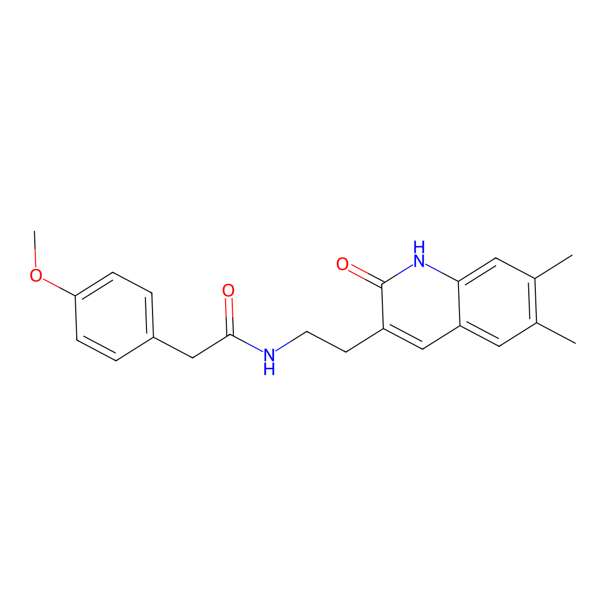 N-(2-(6,7-dimethyl-2-oxo-1,2-dihydroquinolin-3-yl)ethyl)-2-(4-methoxyphenyl)acetamide molecular structure, CAS 688352-97-8