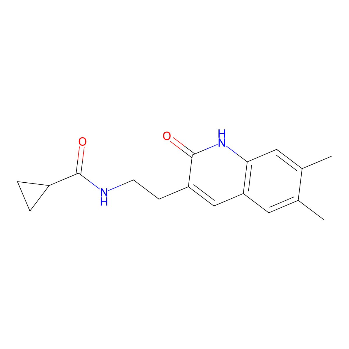 N-[2-(6,7-dimethyl-2-oxo-1H-quinolin-3-yl)ethyl]cyclopropanecarboxamide molecular structure, CAS 688352-98-9