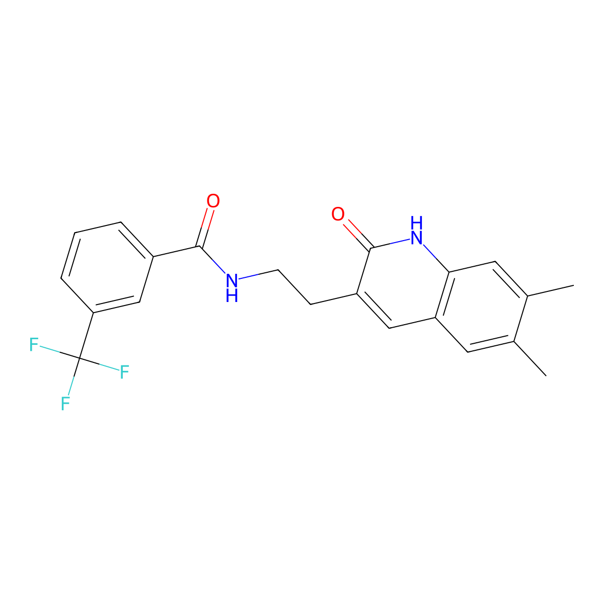 N-[2-(6,7-dimethyl-2-oxo-1H-quinolin-3-yl)ethyl]-3-(trifluoromethyl)benzamide molecular structure, CAS 688353-00-6