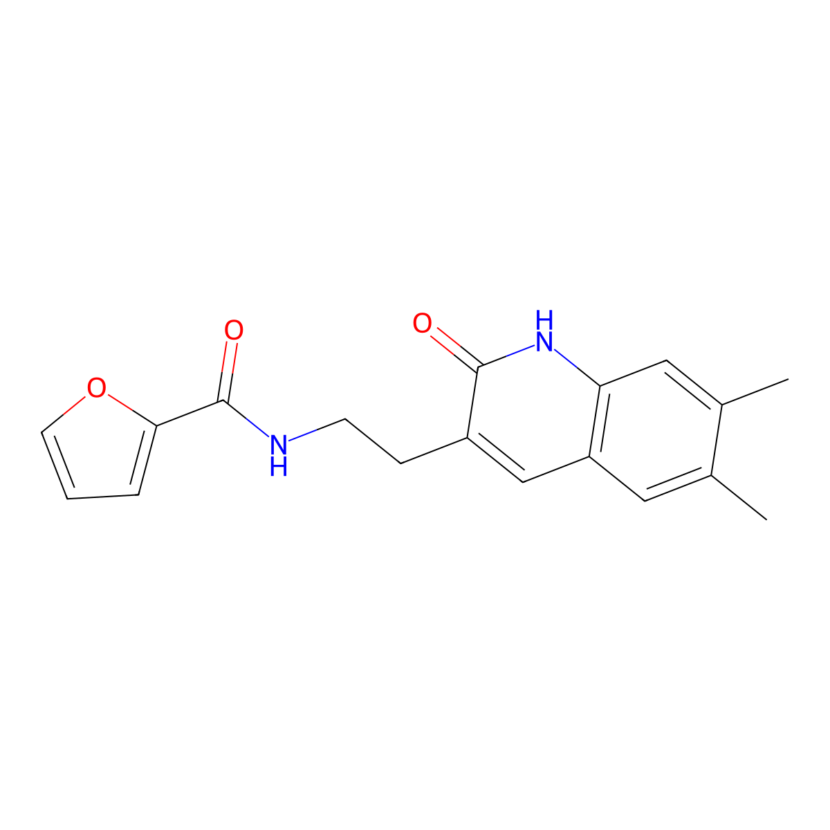 N-[2-(6,7-dimethyl-2-oxo-1H-quinolin-3-yl)ethyl]furan-2-carboxamide molecular structure, CAS 688353-04-0