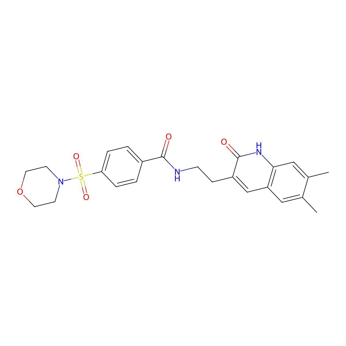 N-[2-(6,7-dimethyl-2-oxo-1H-quinolin-3-yl)ethyl]-4-morpholin-4-ylsulfonylbenzamide molecular structure, CAS 688353-06-2