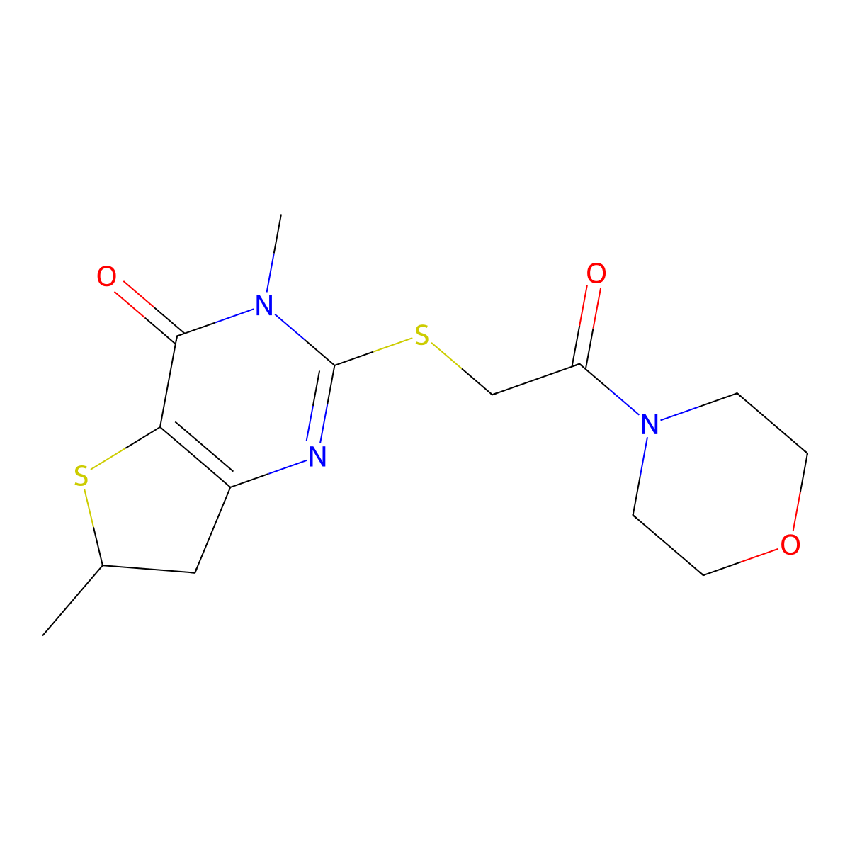 3,6-Dimethyl-2-(2-morpholin-4-yl-2-oxoethyl)sulfanyl-6,7-dihydrothieno[3,2-d]pyrimidin-4-one molecular structure, CAS 688353-15-3