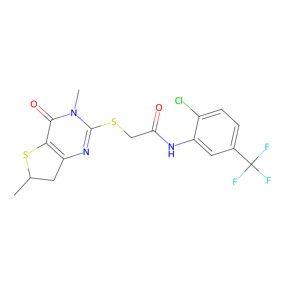 N-[2-chloro-5-(trifluoromethyl)phenyl]-2-[(3,6-dimethyl-4-oxo-6,7-dihydrothieno[3,2-d]pyrimidin-2-yl)sulfanyl]acetamide molecular structure, CAS 688353-23-3