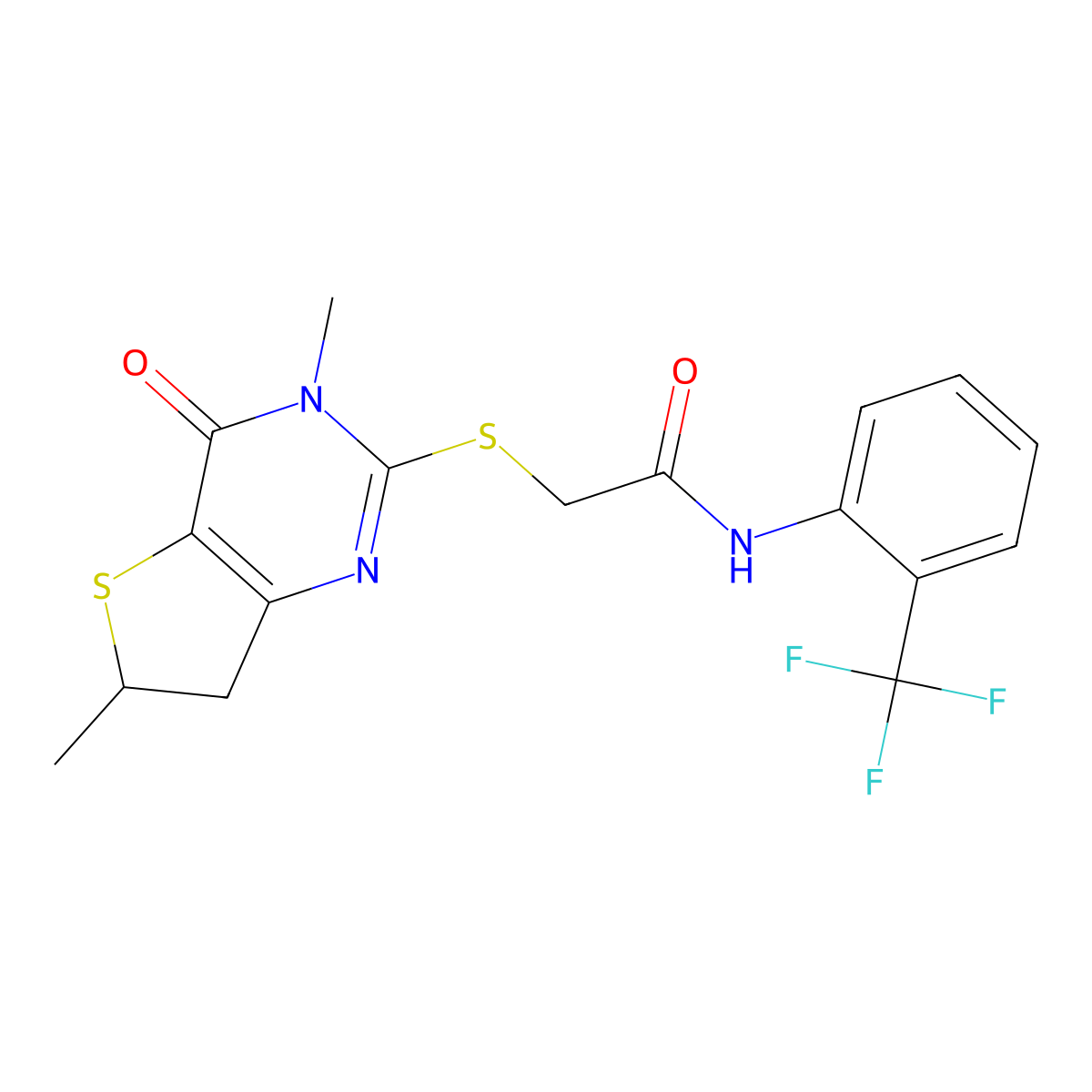 2-[(3,6-dimethyl-4-oxo-6,7-dihydrothieno[3,2-d]pyrimidin-2-yl)sulfanyl]-N-[2-(trifluoromethyl)phenyl]acetamide molecular structure, CAS 688353-24-4