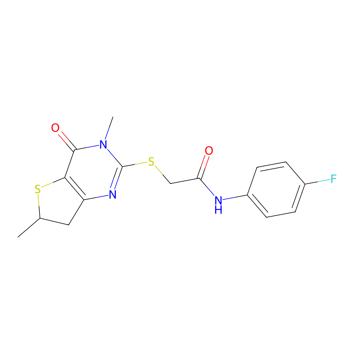 2-((3,6-dimethyl-4-oxo-3,4,6,7-tetrahydrothieno[3,2-d]pyrimidin-2-yl)thio)-N-(4-fluorophenyl)acetamide molecular structure, CAS 688353-28-8