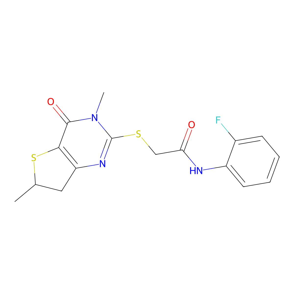 2-((3,6-dimethyl-4-oxo-3,4,6,7-tetrahydrothieno[3,2-d]pyrimidin-2-yl)thio)-N-(2-fluorophenyl)acetamide molecular structure, CAS 688353-29-9
