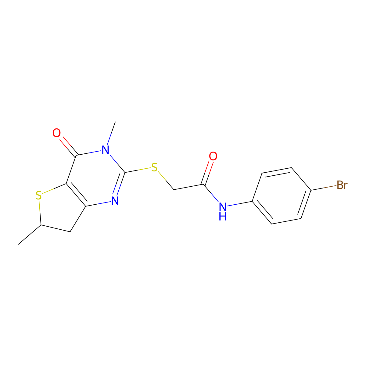 N-(4-bromophenyl)-2-((3,6-dimethyl-4-oxo-3,4,6,7-tetrahydrothieno[3,2-d]pyrimidin-2-yl)thio)acetamide molecular structure, CAS 688353-30-2