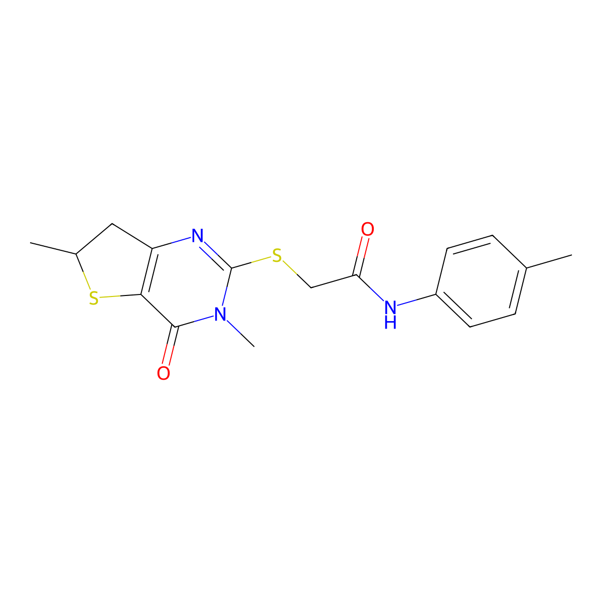 2-[(3,6-dimethyl-4-oxo-6,7-dihydrothieno[3,2-d]pyrimidin-2-yl)sulfanyl]-N-(4-methylphenyl)acetamide molecular structure, CAS 688353-31-3