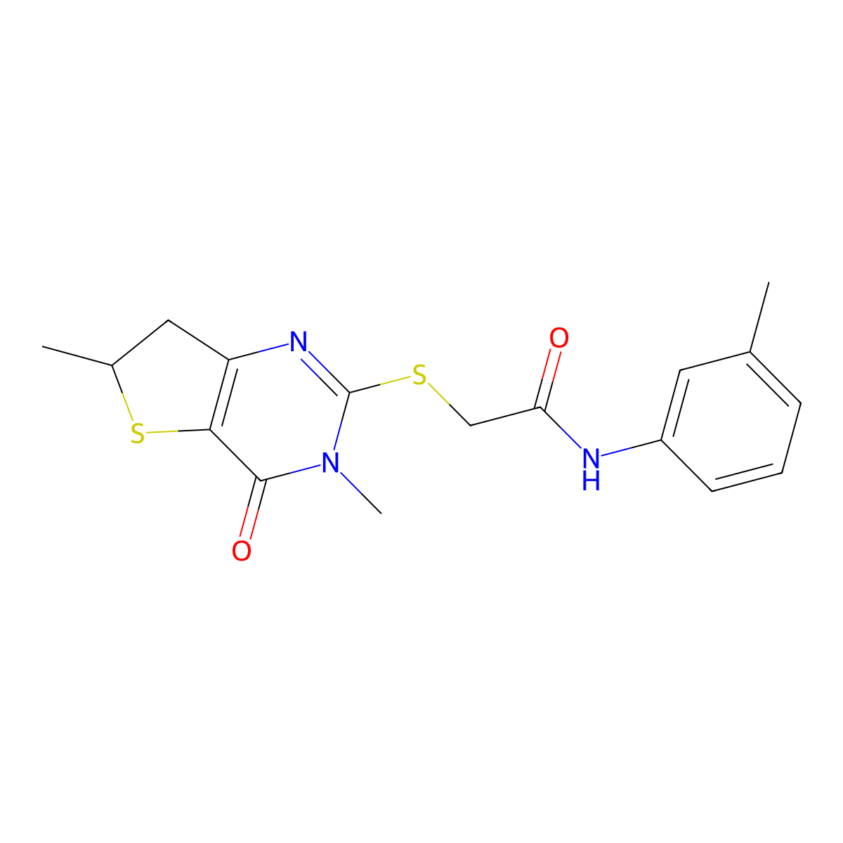 2-((3,6-dimethyl-4-oxo-3,4,6,7-tetrahydrothieno[3,2-d]pyrimidin-2-yl)thio)-N-(m-tolyl)acetamide molecular structure, CAS 688353-32-4