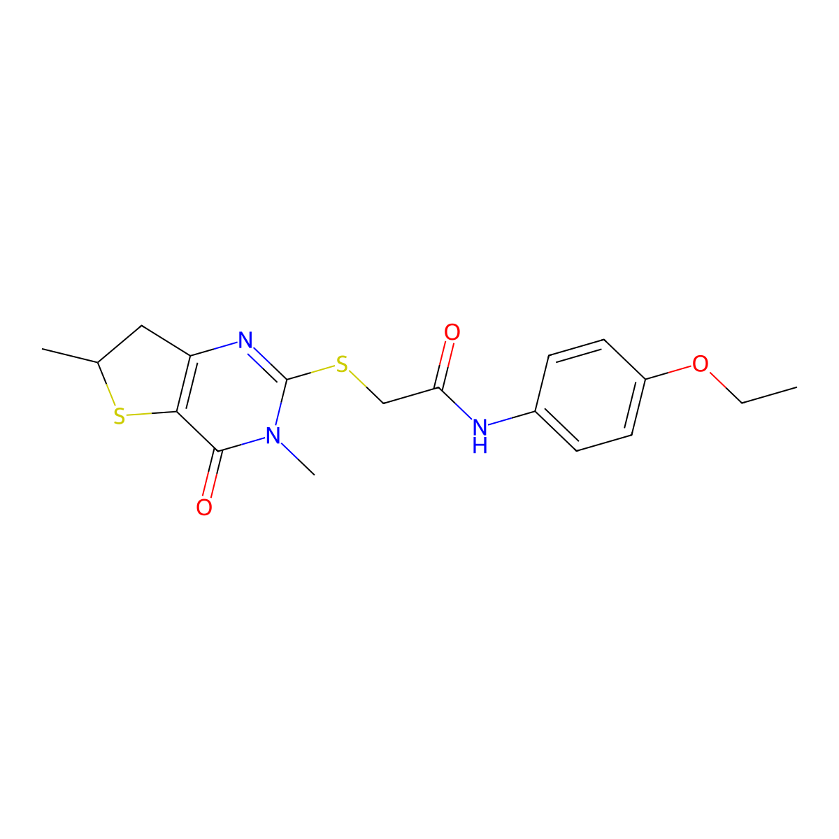 2-[(3,6-dimethyl-4-oxo-6,7-dihydrothieno[3,2-d]pyrimidin-2-yl)sulfanyl]-N-(4-ethoxyphenyl)acetamide molecular structure, CAS 688353-33-5