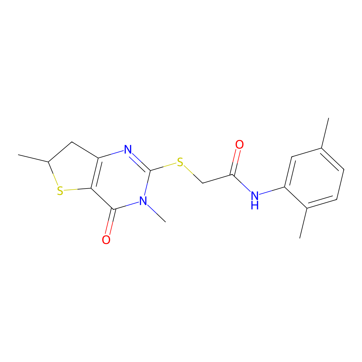 2-((3,6-dimethyl-4-oxo-3,4,6,7-tetrahydrothieno[3,2-d]pyrimidin-2-yl)thio)-N-(2,5-dimethylphenyl)acetamide molecular structure, CAS 688353-35-7