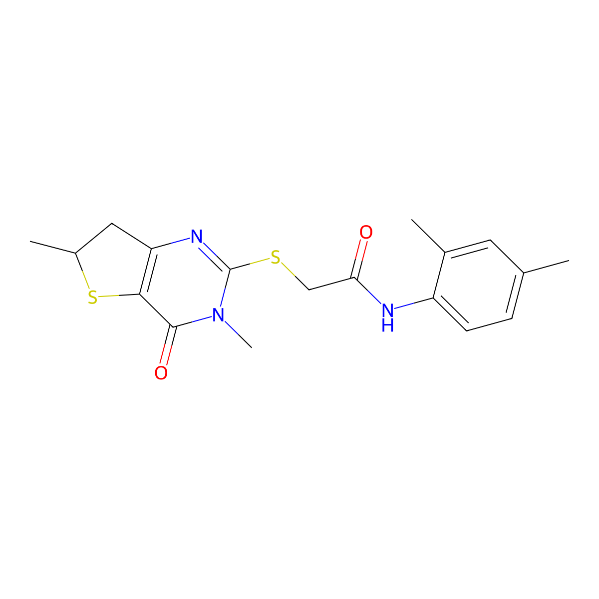 2-((3,6-dimethyl-4-oxo-3,4,6,7-tetrahydrothieno[3,2-d]pyrimidin-2-yl)thio)-N-(2,4-dimethylphenyl)acetamide molecular structure, CAS 688353-36-8