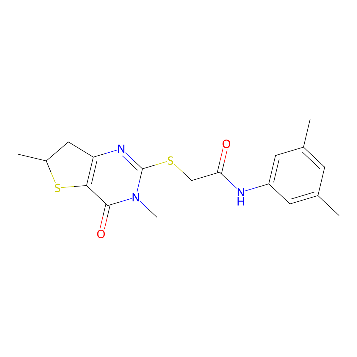 2-((3,6-dimethyl-4-oxo-3,4,6,7-tetrahydrothieno[3,2-d]pyrimidin-2-yl)thio)-N-(3,5-dimethylphenyl)acetamide molecular structure, CAS 688353-37-9