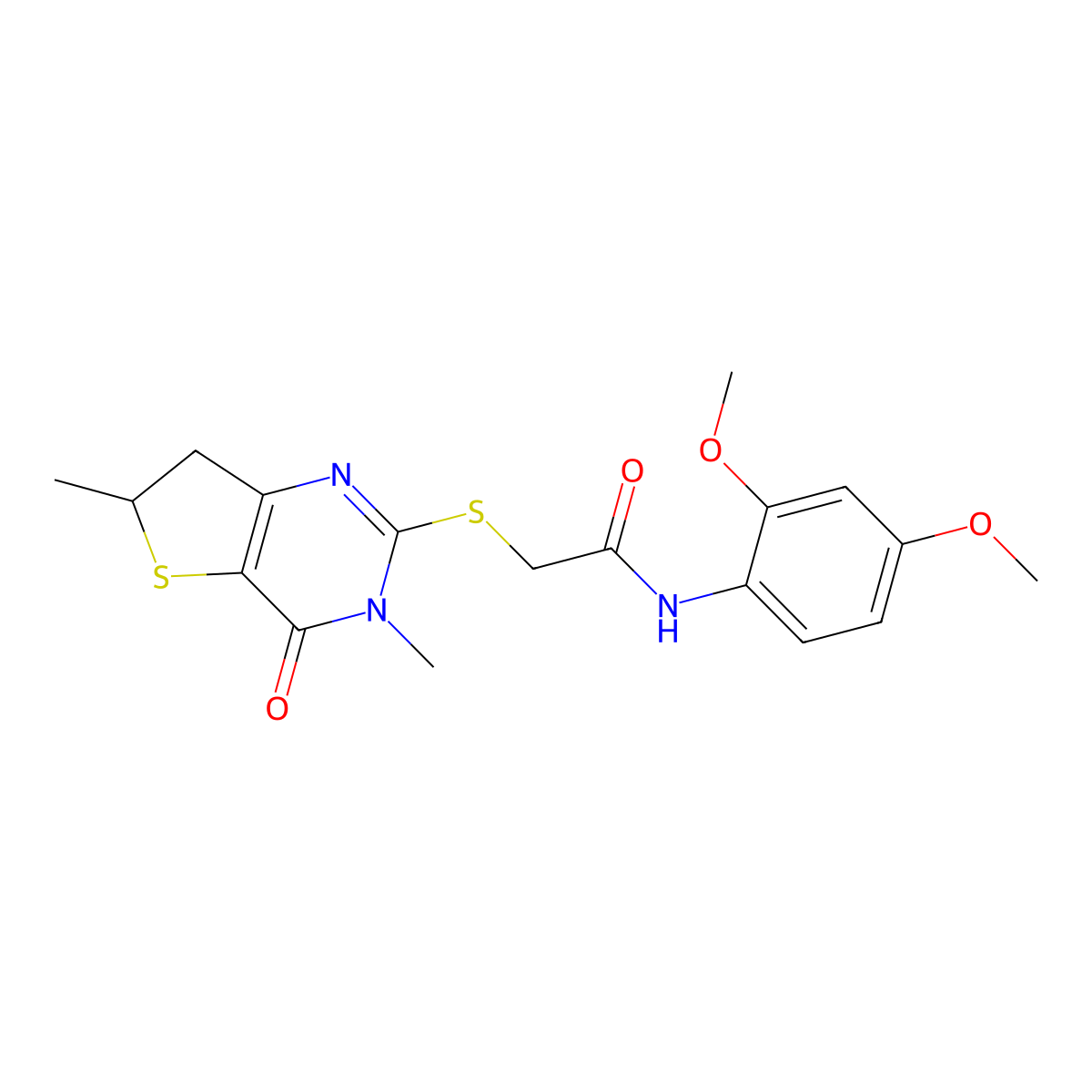 N-(2,4-dimethoxyphenyl)-2-((3,6-dimethyl-4-oxo-3,4,6,7-tetrahydrothieno[3,2-d]pyrimidin-2-yl)thio)acetamide molecular structure, CAS 688353-38-0