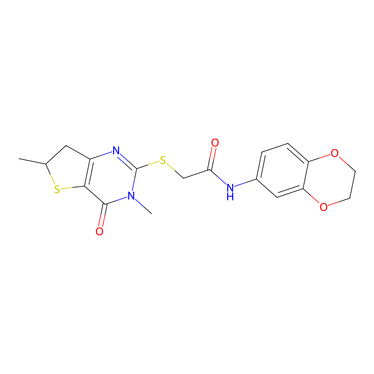 N-(2,3-dihydrobenzo[b][1,4]dioxin-6-yl)-2-((3,6-dimethyl-4-oxo-3,4,6,7-tetrahydrothieno[3,2-d]pyrimidin-2-yl)thio)acetamide molecular structure, CAS 688353-40-4