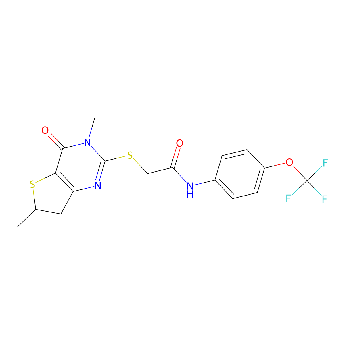 2-[(3,6-dimethyl-4-oxo-6,7-dihydrothieno[3,2-d]pyrimidin-2-yl)sulfanyl]-N-[4-(trifluoromethoxy)phenyl]acetamide molecular structure, CAS 688353-42-6