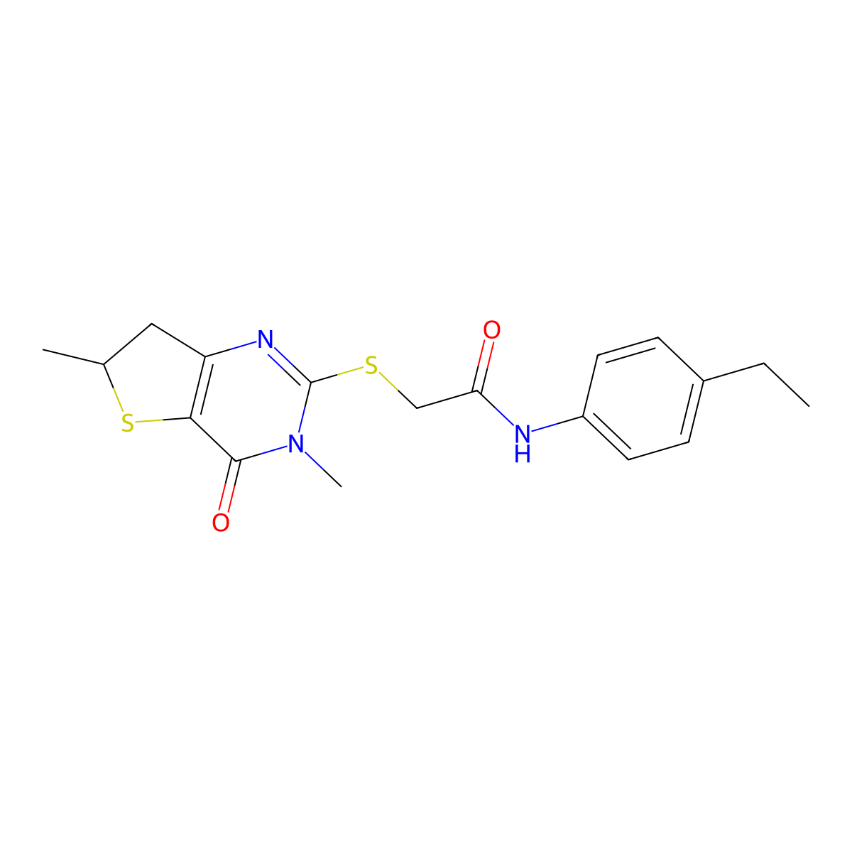 2-[(3,6-dimethyl-4-oxo-6,7-dihydrothieno[3,2-d]pyrimidin-2-yl)sulfanyl]-N-(4-ethylphenyl)acetamide molecular structure, CAS 688353-54-0