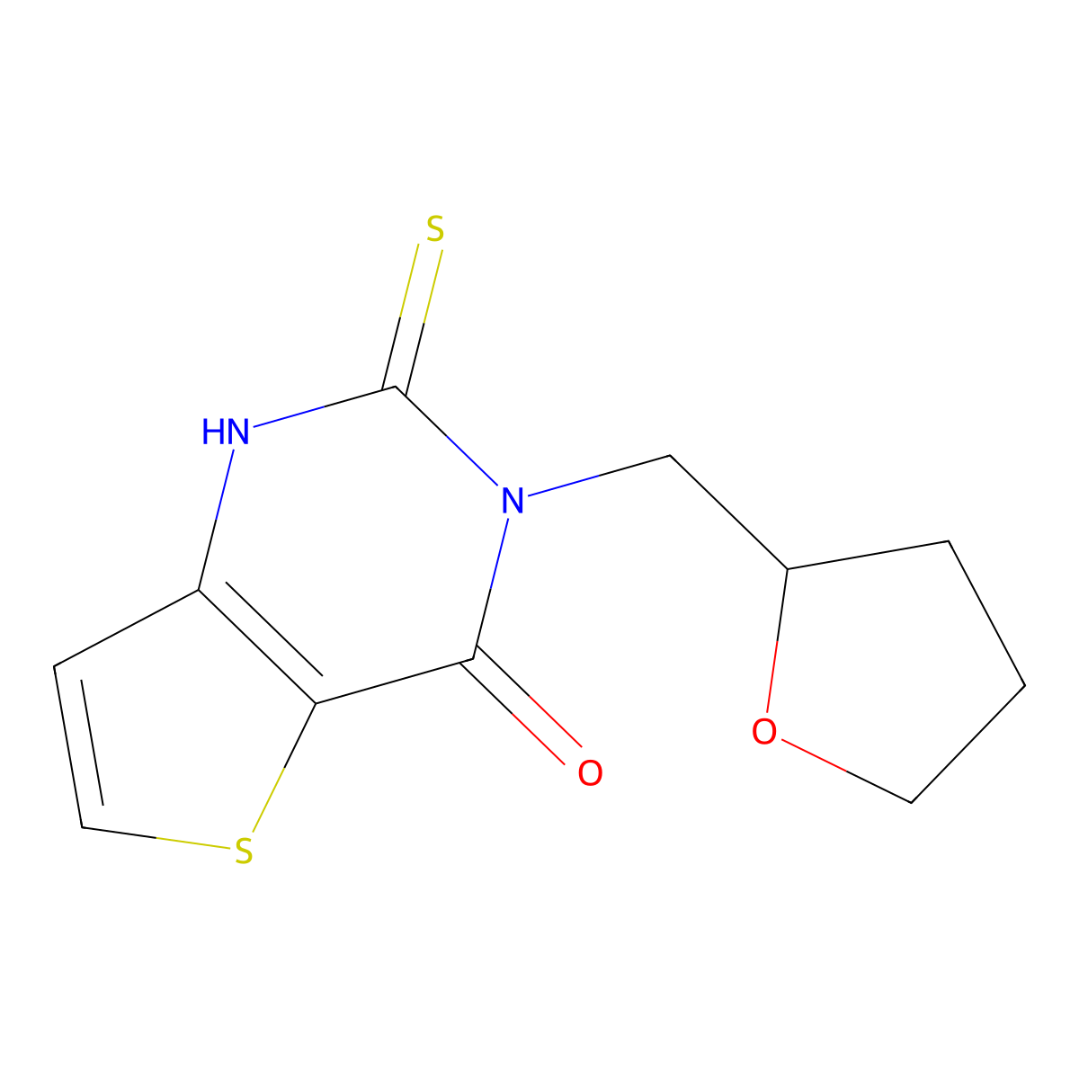 3-(oxolan-2-ylmethyl)-2-sulfanylidene-1H-thieno[3,2-d]pyrimidin-4-one molecular structure, CAS 688354-33-8