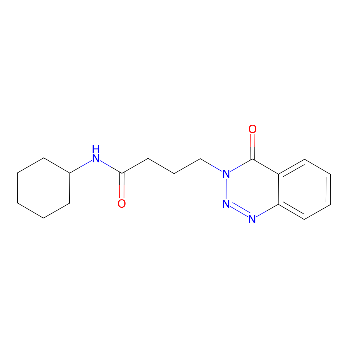 N-cyclohexyl-4-(4-oxo-1,2,3-benzotriazin-3-yl)butanamide molecular structure, CAS 688354-40-7