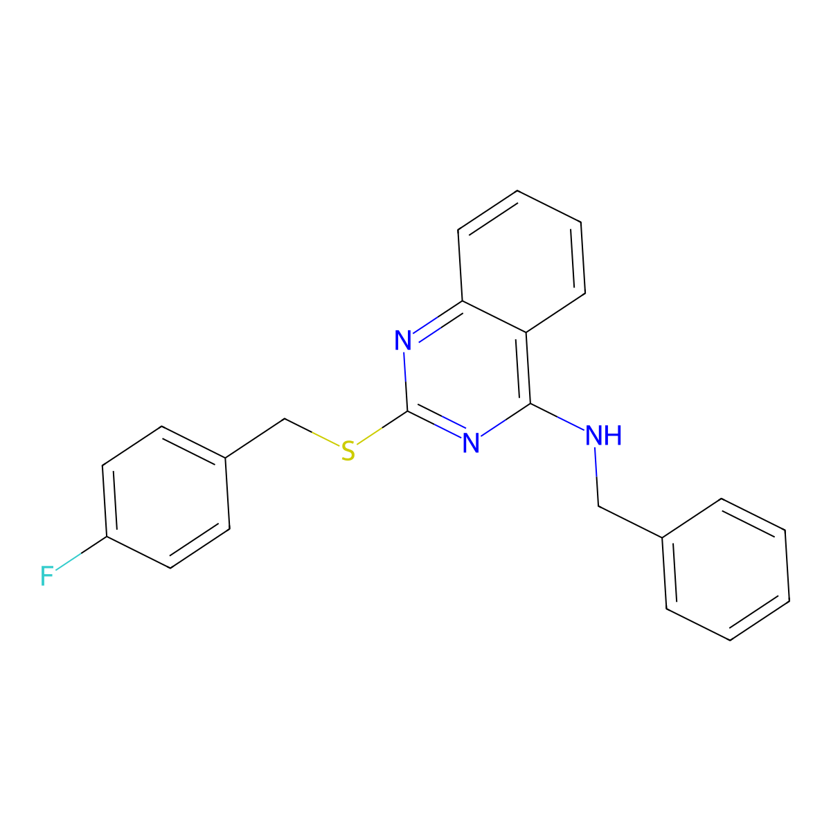 N-benzyl-2-[(4-fluorophenyl)methylsulfanyl]quinazolin-4-amine molecular structure, CAS 688354-46-3