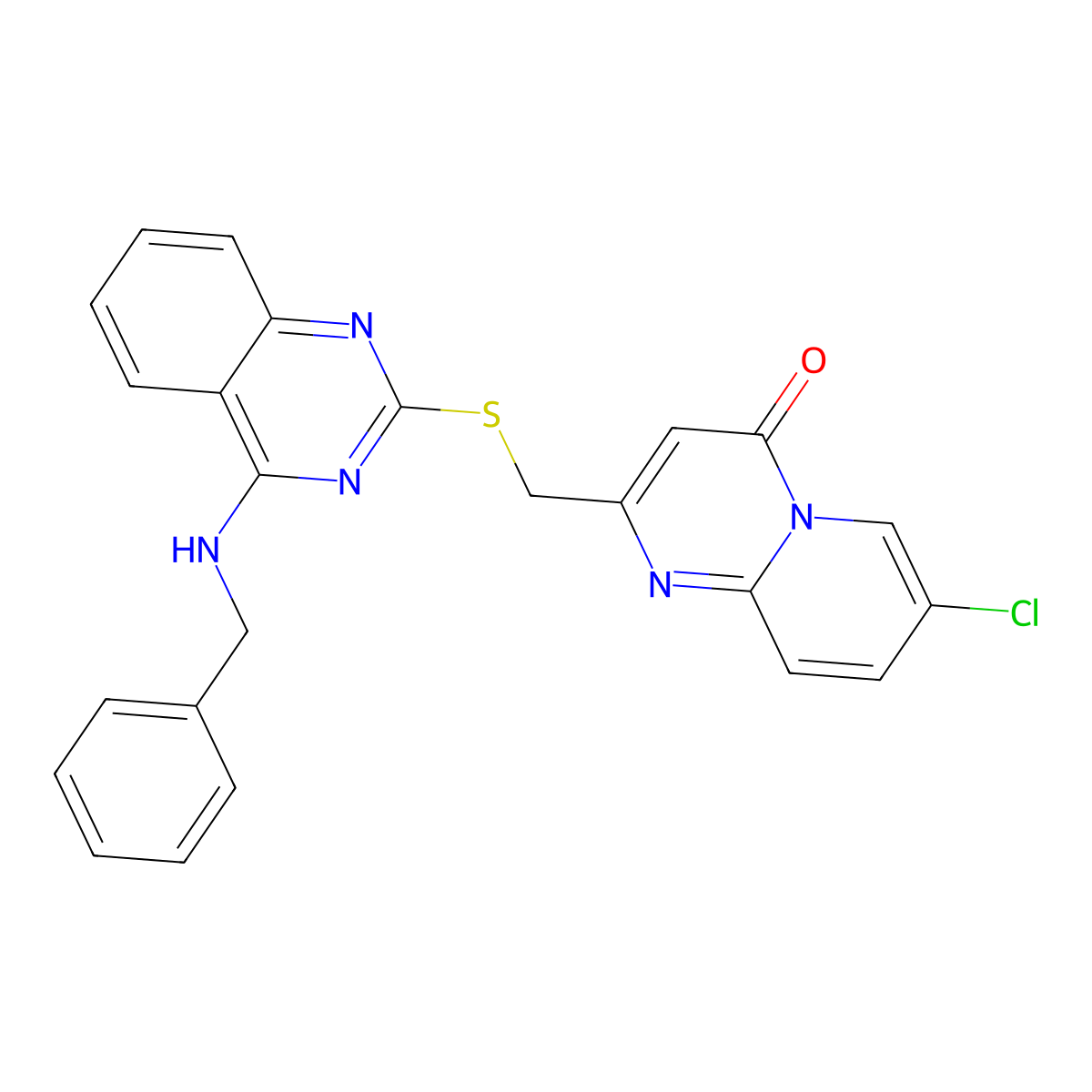 2-[[4-(Benzylamino)quinazolin-2-yl]sulfanylmethyl]-7-chloropyrido[1,2-a]pyrimidin-4-one molecular structure, CAS 688354-52-1