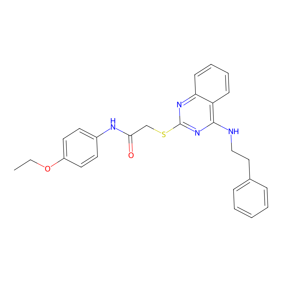 N-(4-ethoxyphenyl)-2-((4-(phenethylamino)quinazolin-2-yl)thio)acetamide molecular structure, CAS 688354-74-7