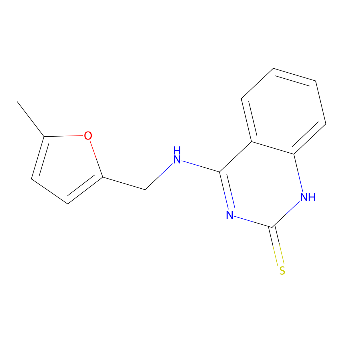 4-[(5-methylfuran-2-yl)methylamino]-1H-quinazoline-2-thione molecular structure, CAS 688354-87-2