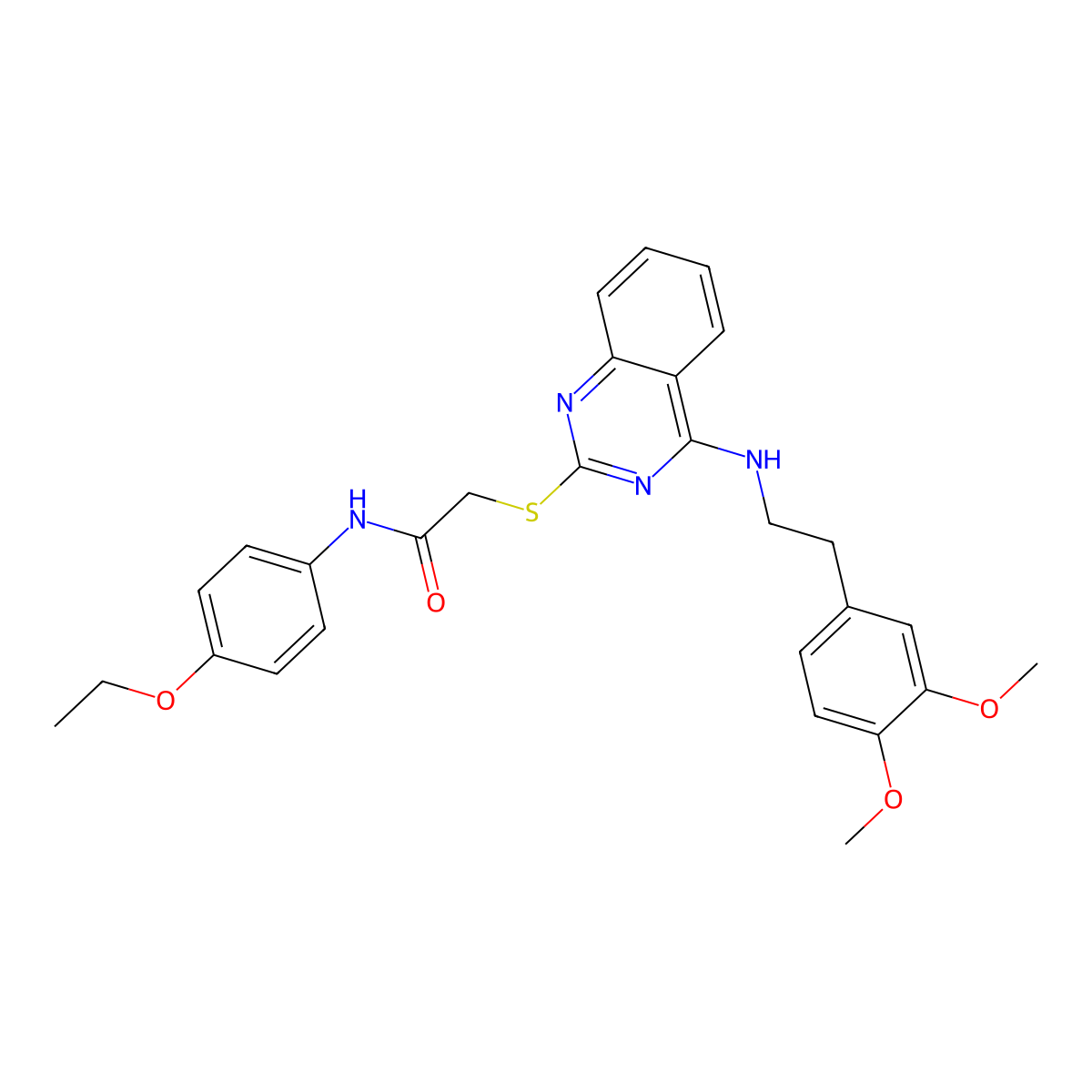 2-[(4-{[2-(3,4-dimethoxyphenyl)ethyl]amino}quinazolin-2-yl)sulfanyl]-N-(4-ethoxyphenyl)acetamide molecular structure, CAS 688355-26-2