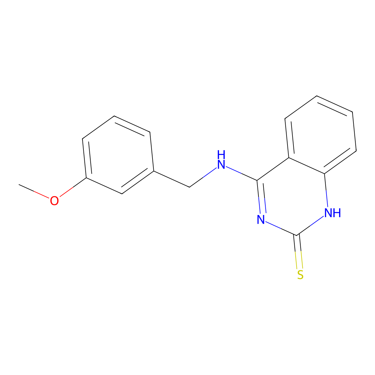4-[(3-methoxyphenyl)methylamino]-1H-quinazoline-2-thione molecular structure, CAS 688355-99-9
