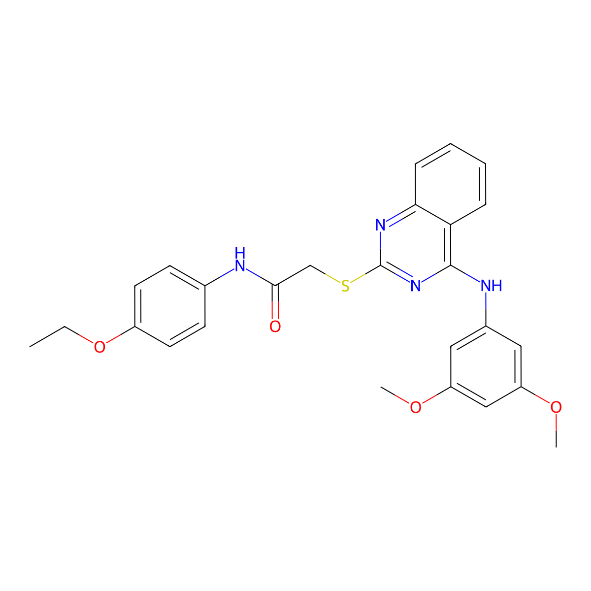 2-[4-(3,5-dimethoxyanilino)quinazolin-2-yl]sulfanyl-N-(4-ethoxyphenyl)acetamide molecular structure, CAS 688356-40-3