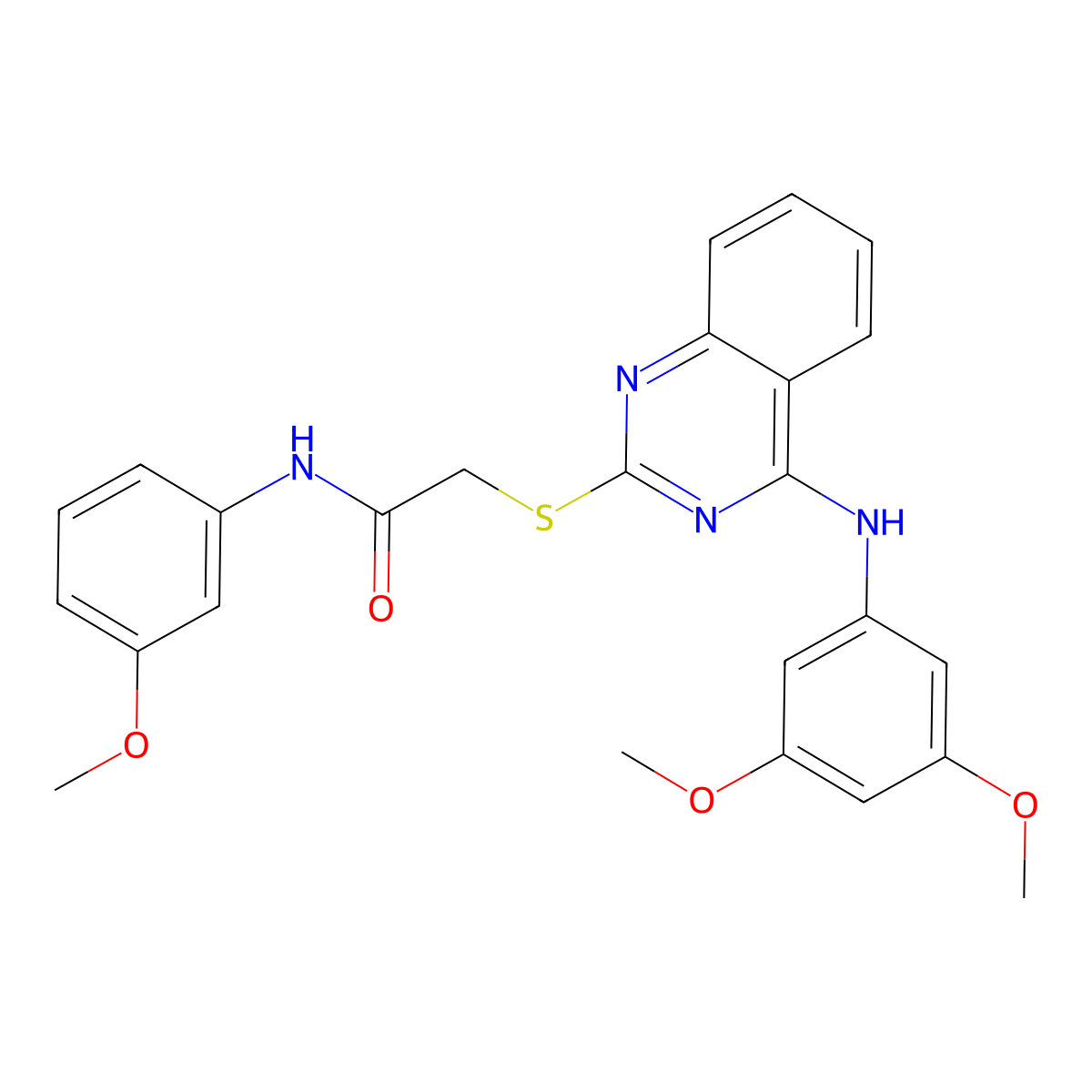 2-[4-(3,5-dimethoxyanilino)quinazolin-2-yl]sulfanyl-N-(3-methoxyphenyl)acetamide molecular structure, CAS 688356-41-4