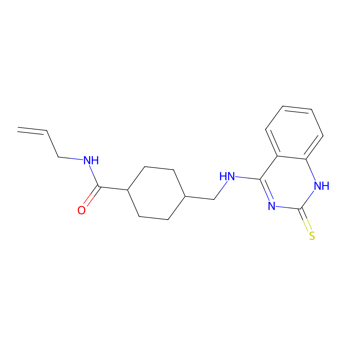 N-prop-2-enyl-4-[[(2-sulfanylidene-1H-quinazolin-4-yl)amino]methyl]cyclohexane-1-carboxamide molecular structure, CAS 688356-54-9