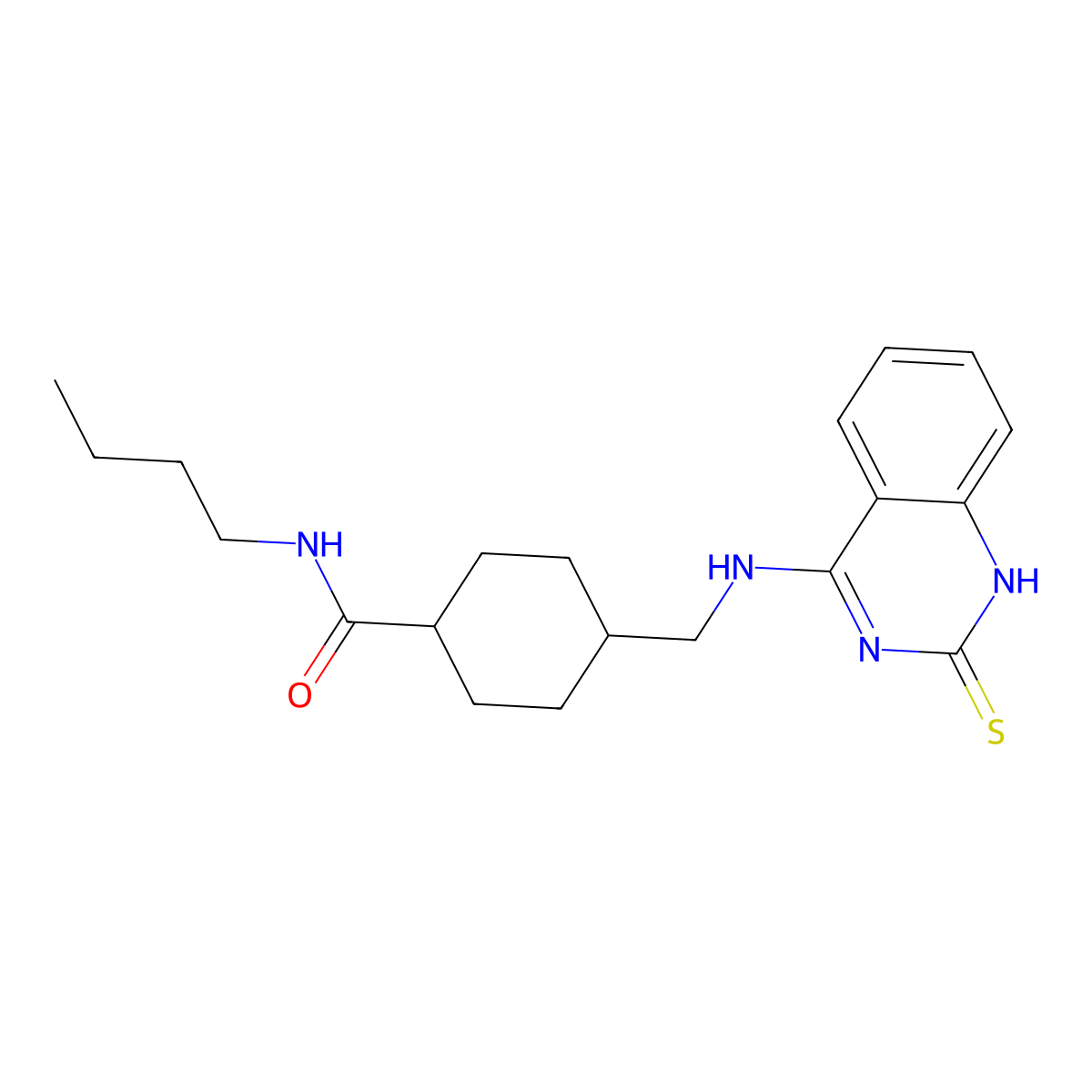 N-butyl-4-{[(2-thioxo-1,2-dihydroquinazolin-4-yl)amino]methyl}cyclohexanecarboxamide molecular structure, CAS 688356-55-0