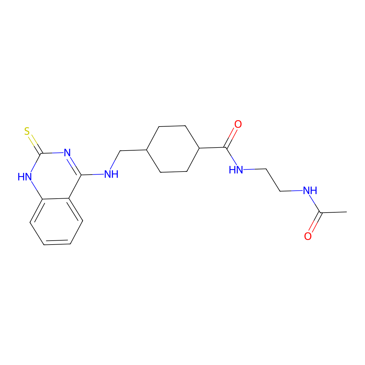N-(2-acetamidoethyl)-4-[[(2-sulfanylidene-1H-quinazolin-4-yl)amino]methyl]cyclohexane-1-carboxamide molecular structure, CAS 688356-56-1