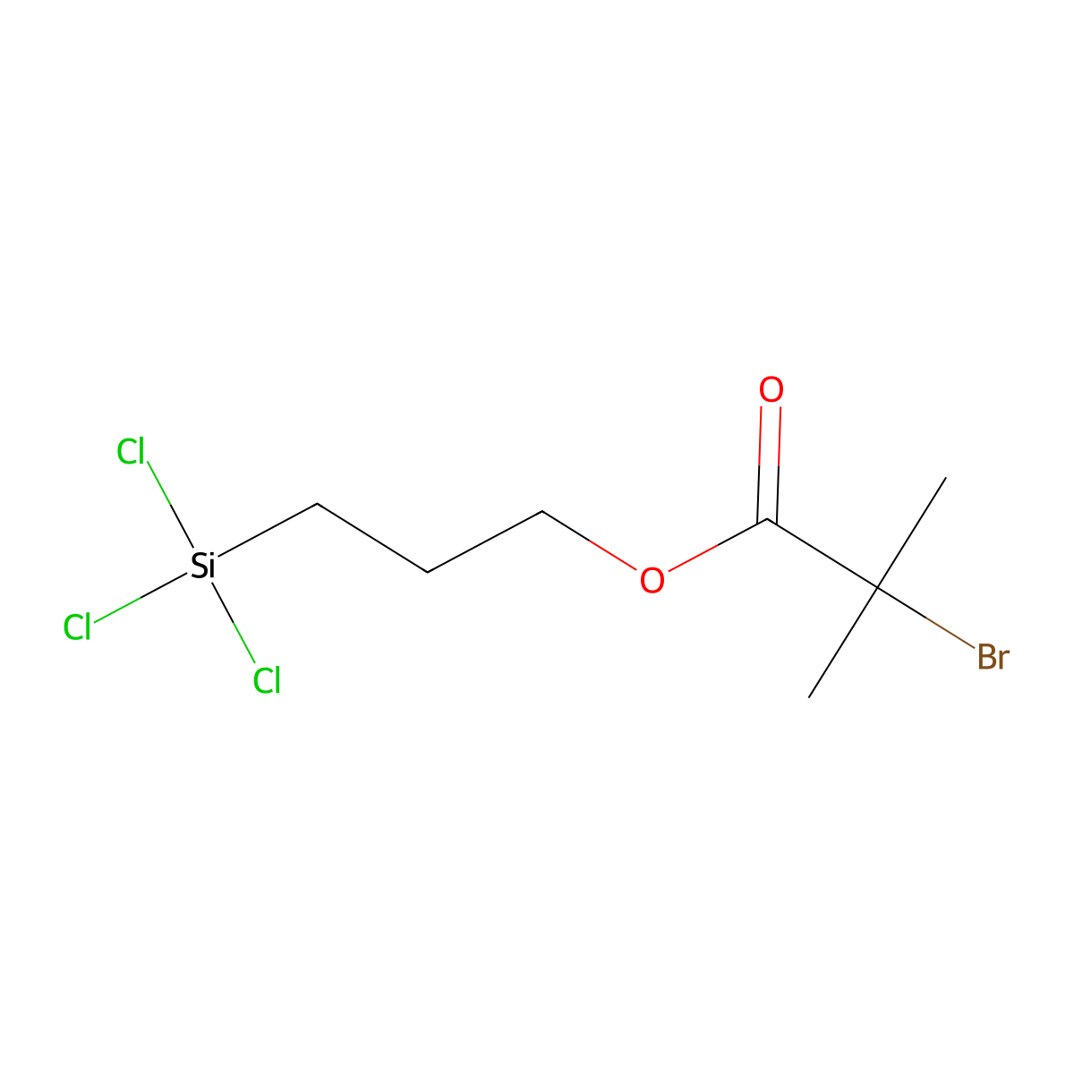 3-(Trichlorosilyl)propyl 2-bromo-2-methylpropanoate molecular structure, CAS 688359-84-4