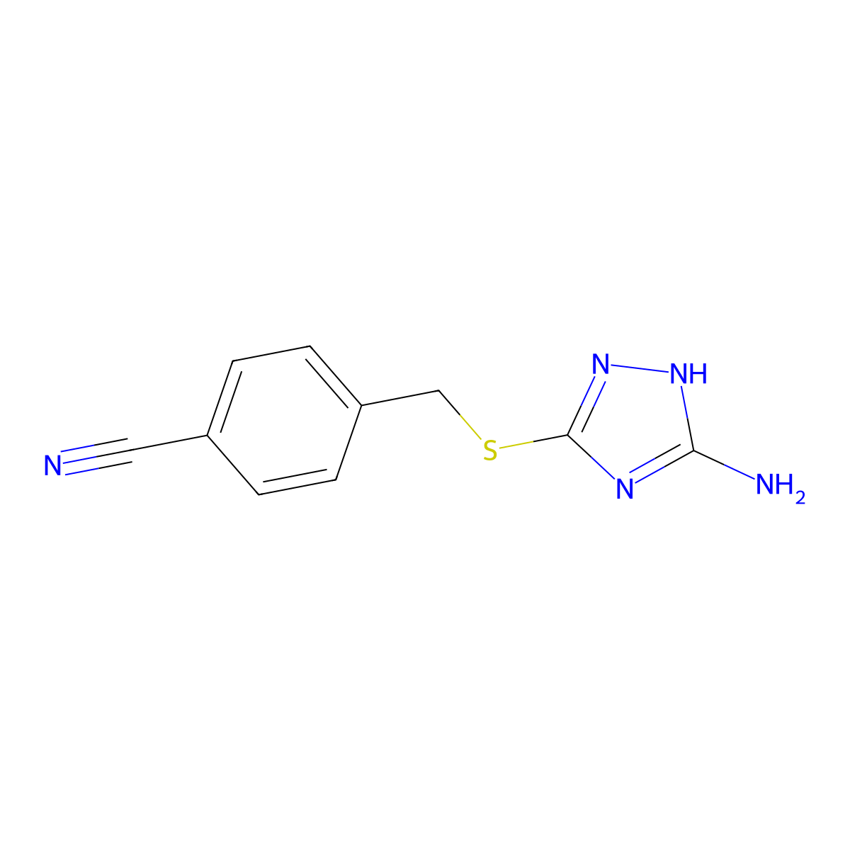 4-[(5-amino-1H-1,2,4-triazol-3-yl)sulfanylmethyl]benzonitrile molecular structure, CAS 68838-43-7