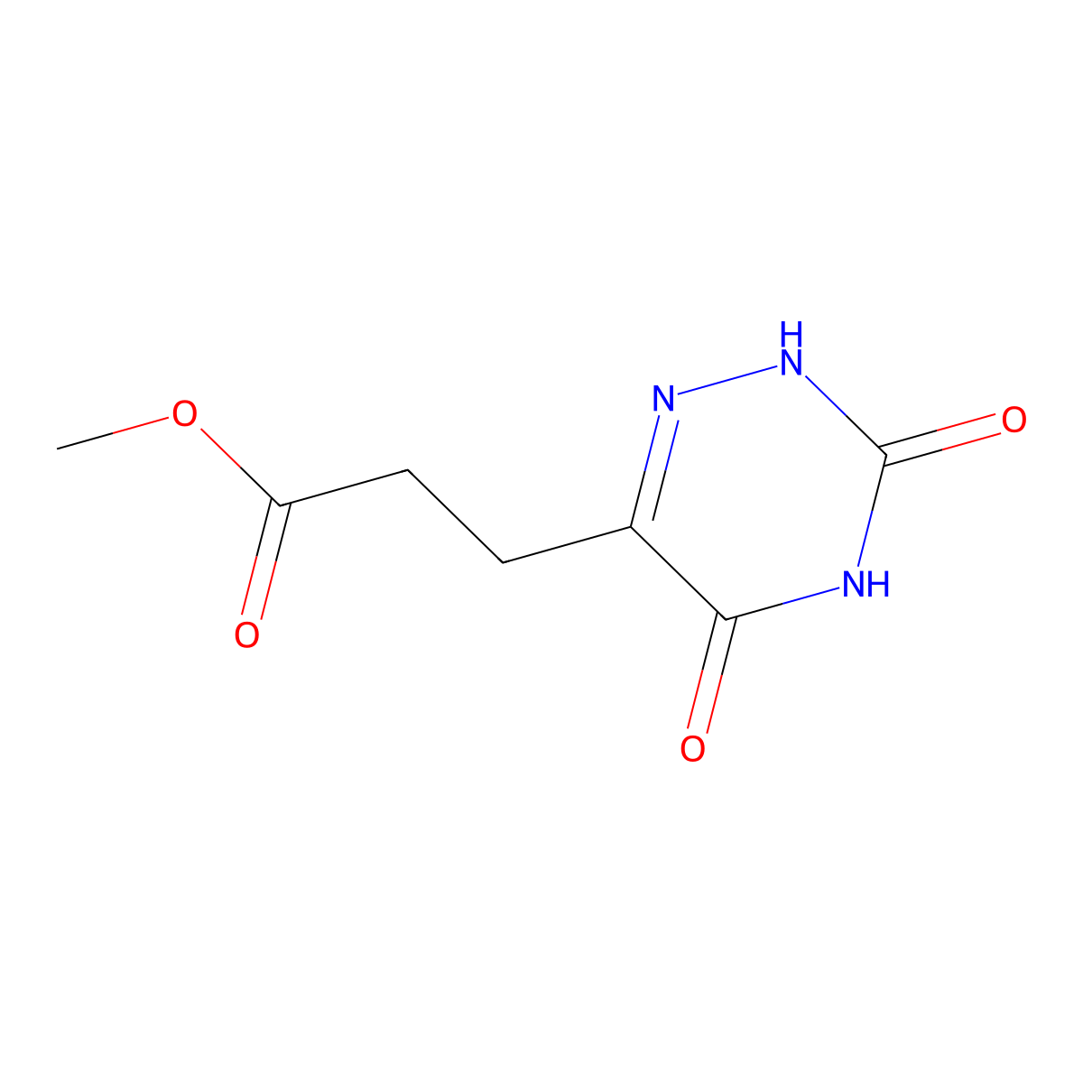 Methyl 3-(3,5-dioxo-2,3,4,5-tetrahydro-1,2,4-triazin-6-yl)propanoate molecular structure, CAS 68839-43-0