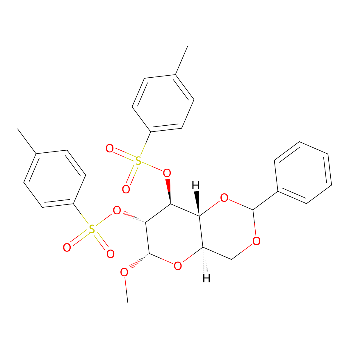 [(4aR,6S,7R,8S,8aR)-6-methoxy-7-(4-methylphenyl)sulfonyloxy-2-phenyl-4,4a,6,7,8,8a-hexahydropyrano[3,2-d][1,3]dioxin-8-yl] 4-methylbenzenesulfonate molecular structure, CAS 6884-01-1