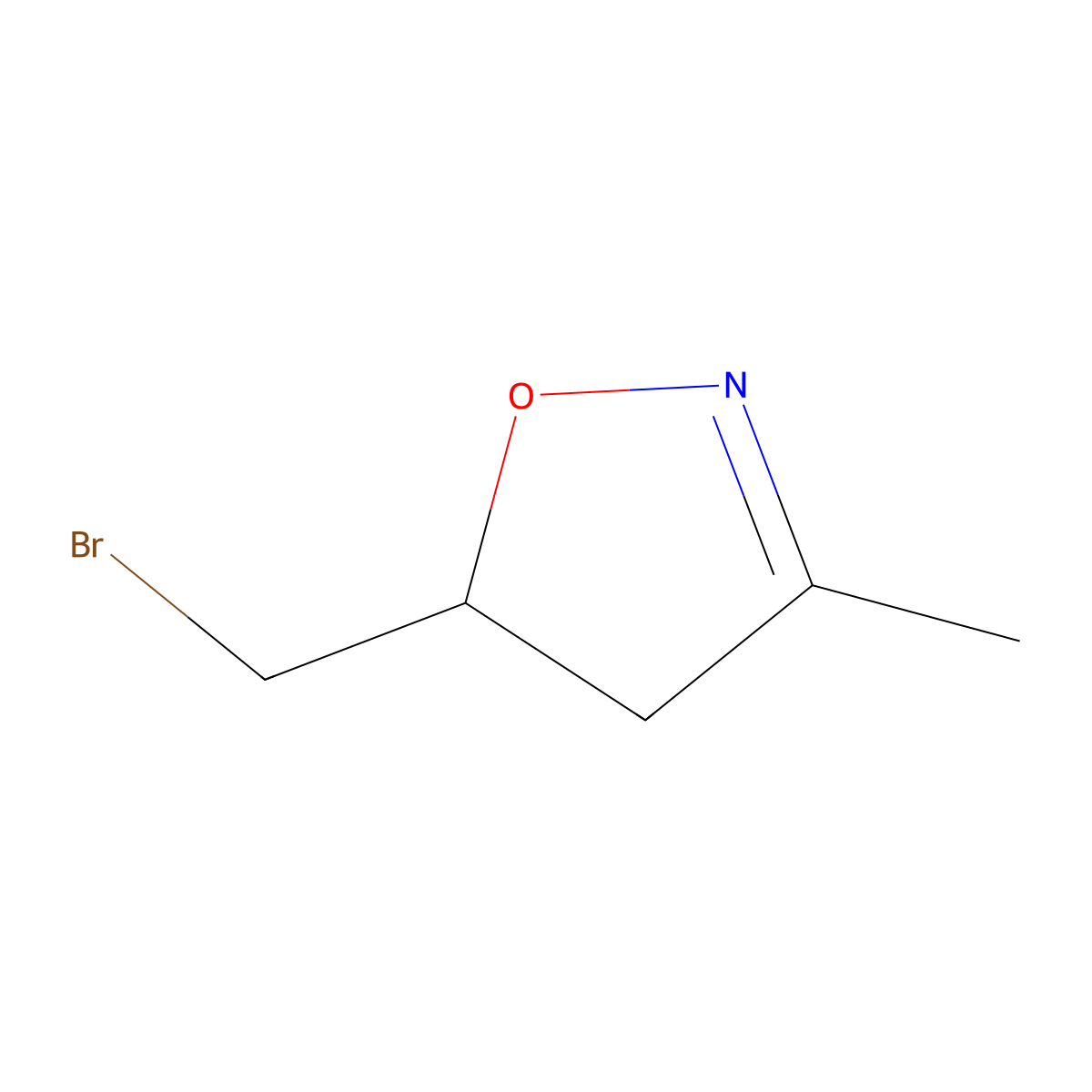 5-(Bromomethyl)-3-methyl-4,5-dihydro-1,2-oxazole molecular structure, CAS 68843-63-0