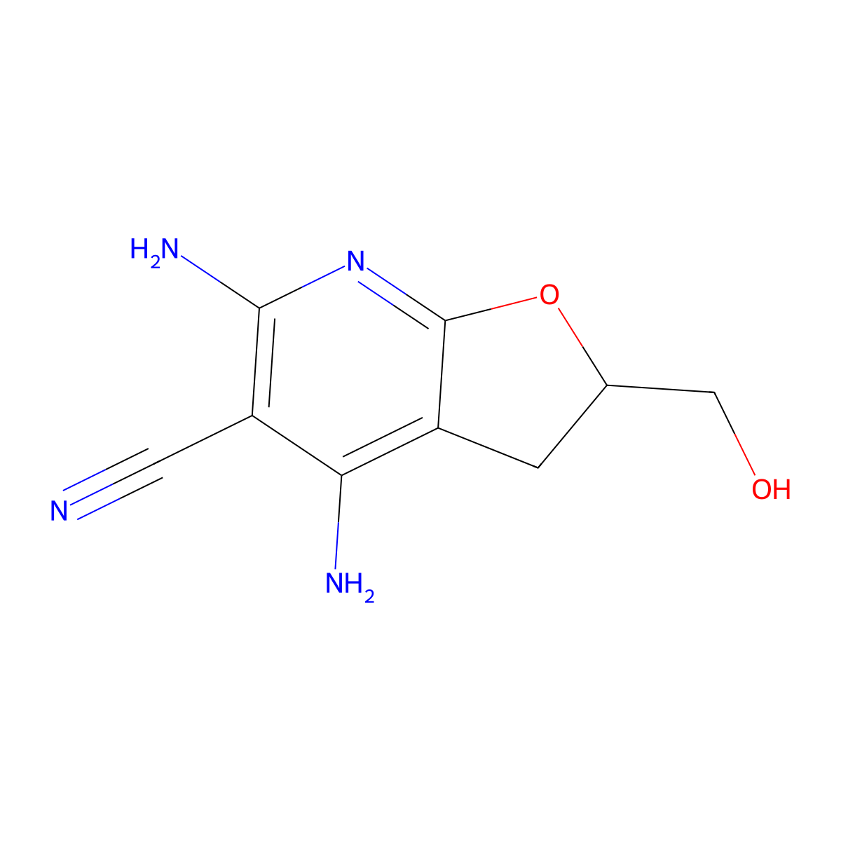 4,6-Diamino-2-(hydroxymethyl)-2,3-dihydrofuro[2,3-b]pyridine-5-carbonitrile molecular structure, CAS 68846-27-5